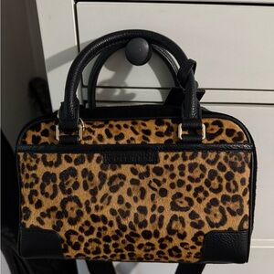 Cole Haan Leopard Print hair calf Satchel  New